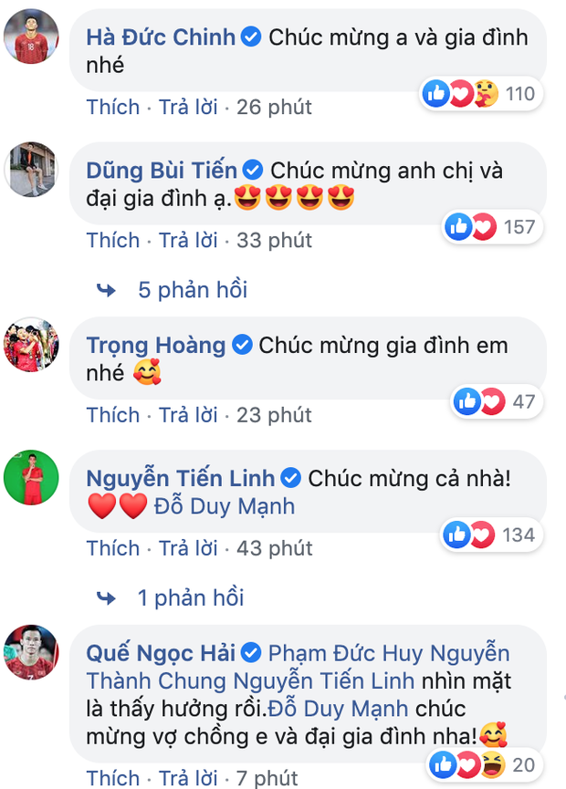 Dàn sao tuyển Việt Nam thi nhau chúc mừng Duy Mạnh lên chức, bố Quỳnh Anh cũng khoe ảnh bế cháu đầy hạnh phúc - Ảnh 4.