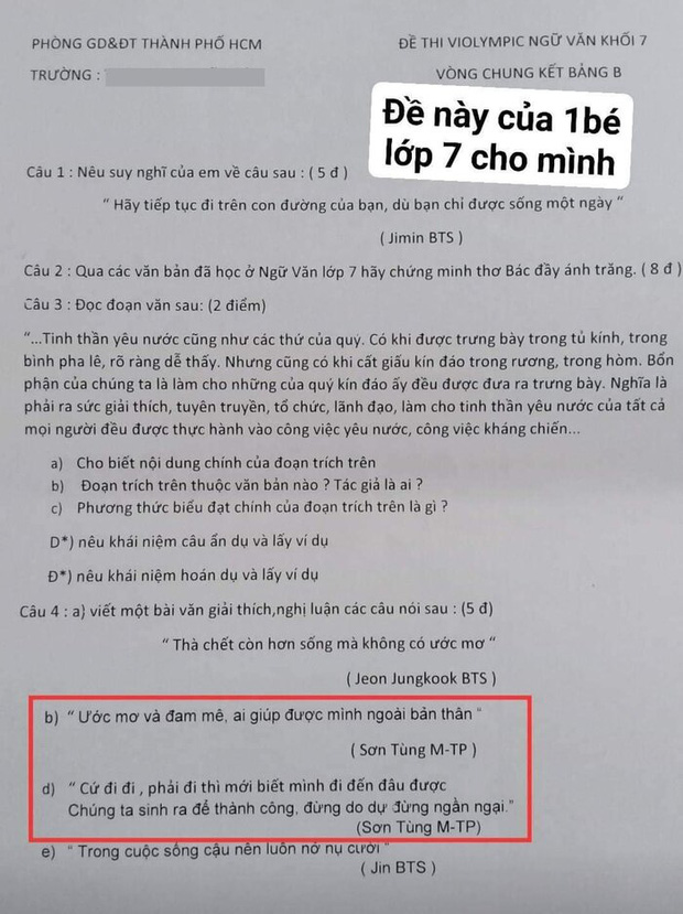 Binz, Độ Mixi, Pewpew và cả Hieupc bất ngờ xuất hiện trong đề thi tiếng Anh khiến hội học trò sướng rơn - Ảnh 3.