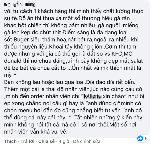 Chuỗi nhà hàng gà rán nổi tiếng ở Hà Nội liên tiếp bị tố thái độ phục vụ tệ kinh khủng của nhân viên, nói bậy khi đáp lời khách, mặt đâm lê, xưng xỉa - Ảnh 3.