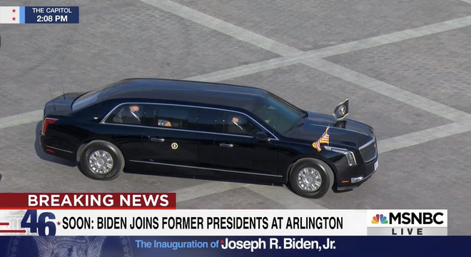 Tổng thống Biden rời Điện Capitol trên xe Cadillac biển 46, 21 phát đại bác chào mừng vang lên từ Nghĩa trang Arlington - Ảnh 1.
