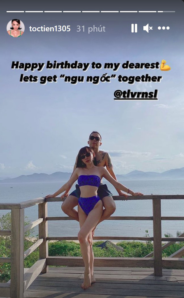 Tóc Tiên khoe ảnh bikini cực nóng bên Hoàng Touliver, gửi lời chúc mừng sinh nhật đặc biệt khiến dân tình ngã ngửa - Ảnh 1.