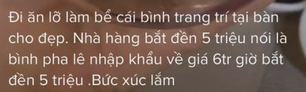 Cô gái tố nhà hàng ép khách đền 5 triệu vì làm bể cái bình, lên mạng bóc phốt biết giá thật chắc xỉu 3 ngày chưa tỉnh! - Ảnh 2.