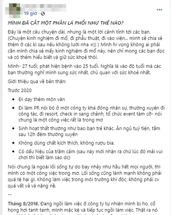 Mới 25 tuổi đã phải cắt một phần lá phổi, cô gái trẻ kể về hành trình chữa bệnh suốt 2 năm, tiết lộ 4 điều quan trọng mà người trẻ nên nhớ - Ảnh 3.