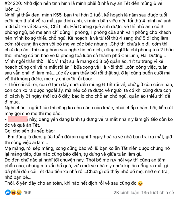 Xôn xao chuyện về Hải Dương ra mắt nhà người yêu, cô gái đem theo 3 bộ đồ đành ở tới mùng 6 Tết vì cách ly? - Ảnh 1.