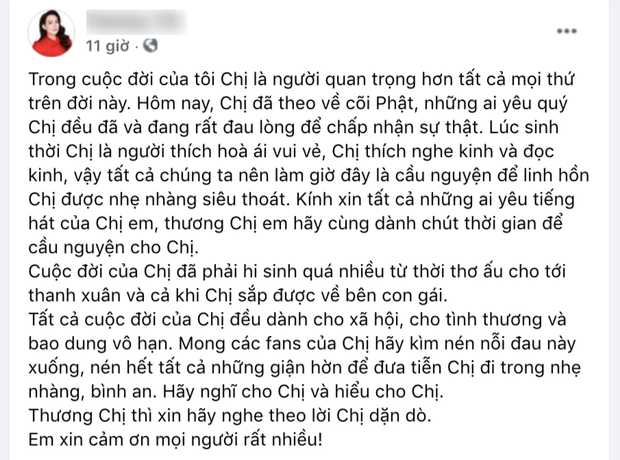 Em trai ruột ca sĩ Phi Nhung mong 1 điều để vong linh chị gái ra đi thanh thản - Ảnh 1.