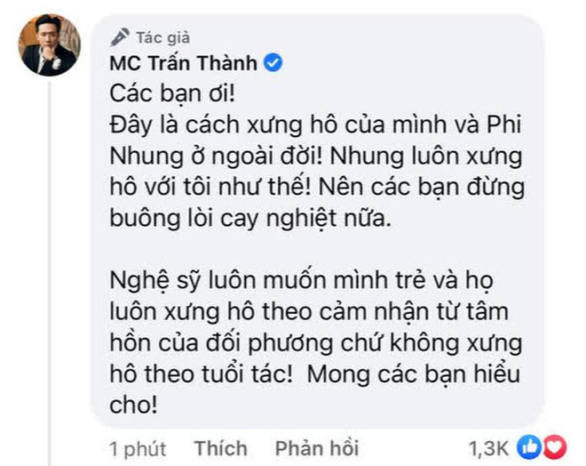 Đại diện cố ca sĩ Phi Nhung lên tiếng khi Trấn Thành bị chỉ trích vì xưng “bạn” dù kém đàn chị 17 tuổi - Ảnh 3.