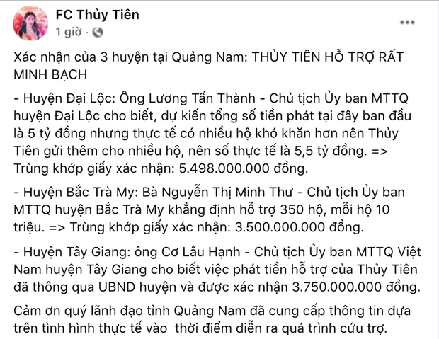 Giữa biến bị tố cáo, phía Thuỷ Tiên tung bằng chứng Quảng Nam xác minh nhận hơn 12 tỷ đồng cứu trợ: Có trùng khớp với sao kê? - Ảnh 1. Giữa biến bị tố cáo, phía Thuỷ Tiên tung bằng chứng Quảng Nam xác minh nhận hơn 12 tỷ đồng cứu trợ: Có trùng khớp với sao kê? - Ảnh 1.