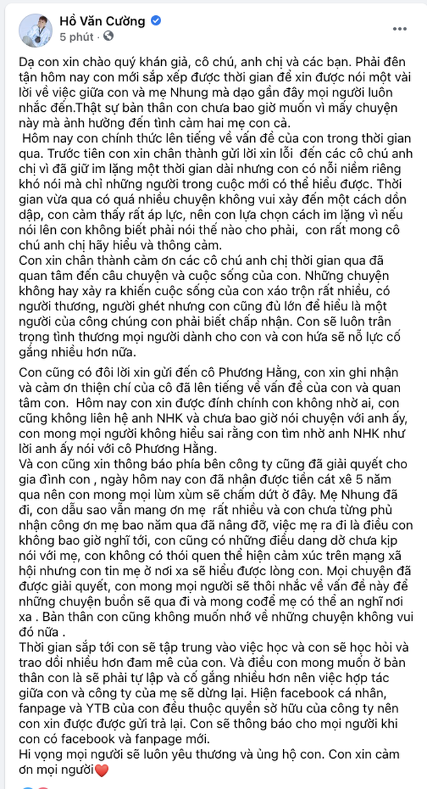 Netizen bàn luận về status của Hồ Văn Cường: Người động viên ủng hộ, kẻ nghi ngờ không phải do nam ca sĩ đích thân viết? - Ảnh 1.