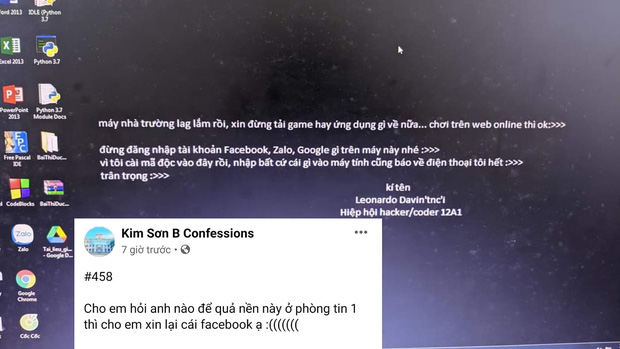 Đàn anh để lại mấy dòng trên màn hình máy tính của trường, nam sinh phớt lờ nhận quả đắng mất luôn Facebook, đọc nội dung mà sợ quá trời - Ảnh 1.