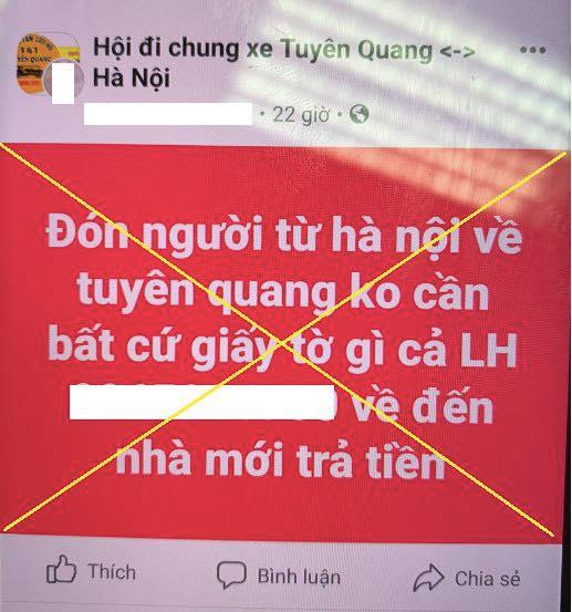 Bịa tin đón người về Tuyên Quang không cần giấy tờ gì, bị phạt 7,5 triệu - Ảnh 1.