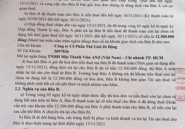 Vụ Thế giới Di động (MWG) đơn phương dừng hợp đồng: Một chủ nhà đồng ý trả lại nửa tháng tiền thuê, mong sớm kết thúc sự việc  - Ảnh 1.