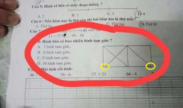 Câu hỏi đếm số hình tam giác dành cho học sinh lớp 1, có đến 90% dân mạng phải bó tay chỉ vì không nhìn ra một điểm - Ảnh 2.