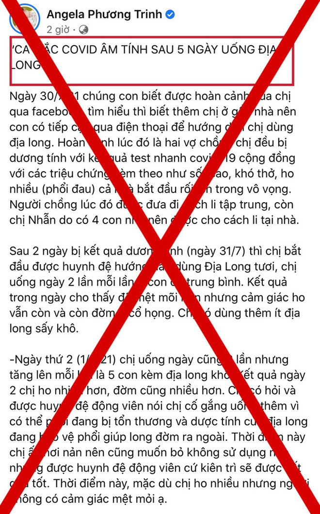 Đăng tin thất thiệt giun đất có thể chữa Covid-19, Angela Phương Trinh bị phạt 7,5 triệu đồng - Ảnh 2.