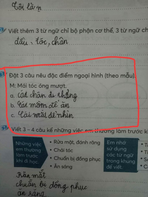 Cậu bé đặt 3 câu miêu tả ngoại hình siêu lầy, cô giáo đọc xong tức đến mấy cũng không dám trừ điểm - Ảnh 1.