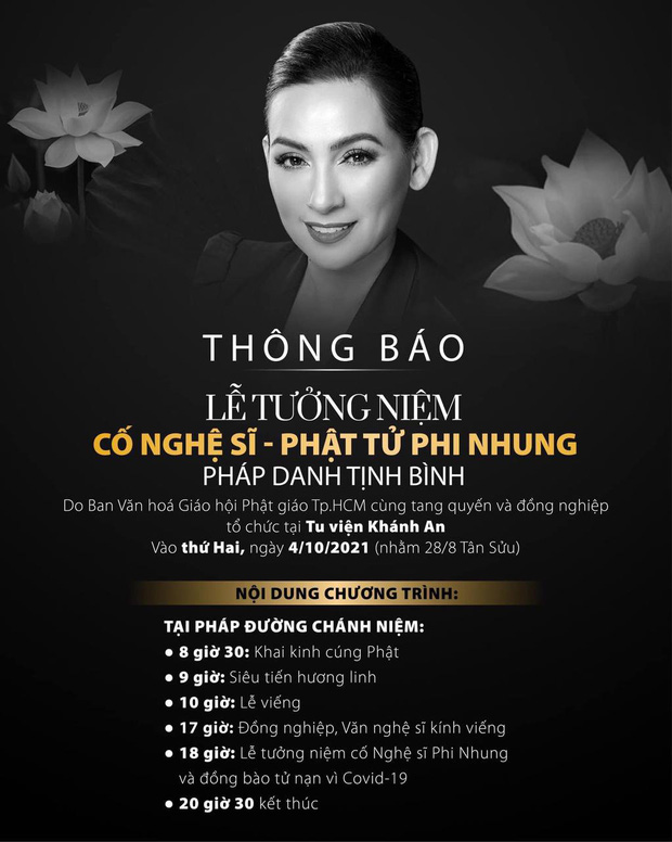 Phía cố ca sĩ Phi Nhung thông báo hoãn lễ tưởng niệm ngày 4/10, lý do là gì? - Ảnh 2.