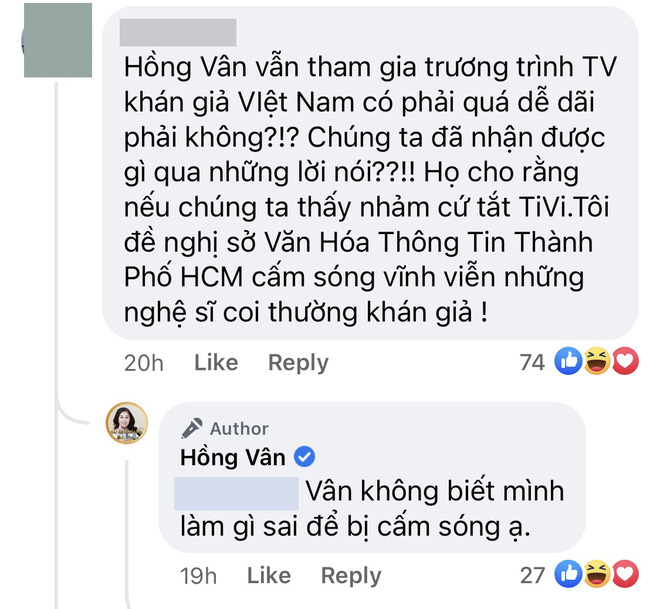 Bị khán giả đề nghị cấm sóng, NS Hồng Vân phản hồi: Vân không biết mình đã làm gì sai  - Ảnh 2.