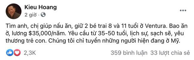 Doanh nhân Hoàng Kiều tuyển giúp việc lương gần 800 triệu, chỉ cần đủ 5 yêu cầu!  - Ảnh 1.