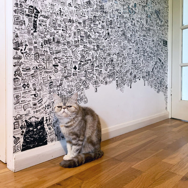 Nữ họa sĩ vẽ nhật ký lên đầy tường khi cách ly, hình ảnh bé xíu xiu mà cái nào cũng có ý nghĩa riêng cả - Ảnh 10.
