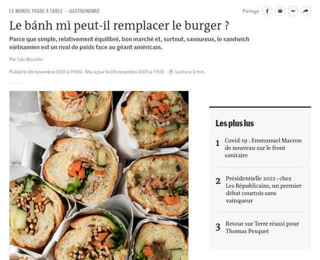 Tờ báo danh tiếng của Pháp gọi bánh mỳ Việt Nam là đối thủ của hamburger Mỹ, dành nhiều lời khen cho món ăn đường phố đặc biệt này! - Ảnh 1.