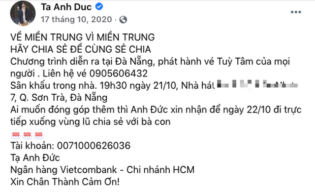 Rộ tin Anh Đức âm thầm xoá bài kêu gọi từ thiện hỗ trợ miền Trung năm 2020, thực hư thế nào? - Ảnh 5.