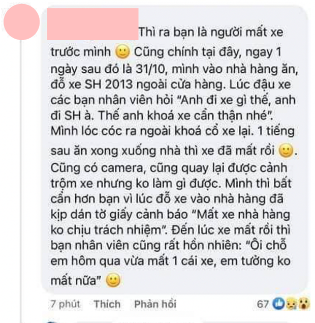 Động thái của nhà hàng liên tục để mất xe SH của khách: Càng khiến dân mạng phẫn nộ hơn bởi sự vô trách nhiệm? - Ảnh 2.