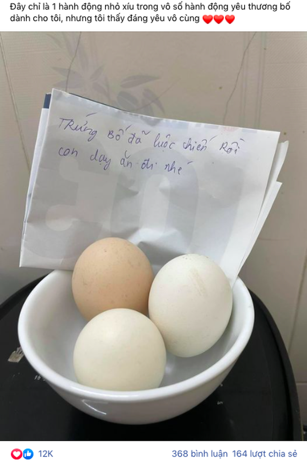 Ngủ dậy thấy bố luộc trứng cho ăn rồi để lại lời nhắn, cô con gái đọc xong mà ứa nước mắt vì thương - Ảnh 2.