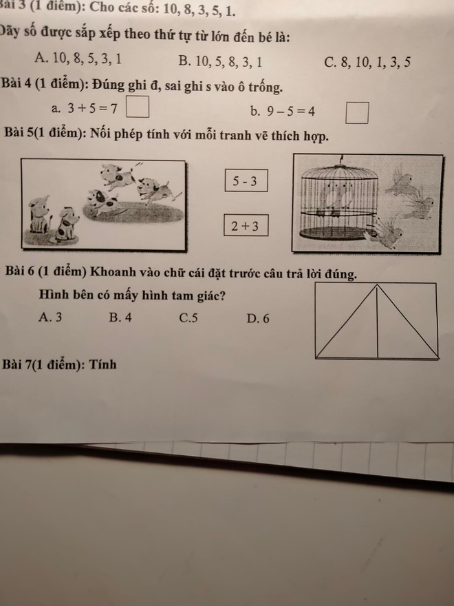 Bà mẹ nhờ dân mạng làm giúp bài Toán lớp 1 của con, tưởng đơn giản, ai ngờ chỉ người IQ cao mới phát hiện ra điều này! - Ảnh 1.