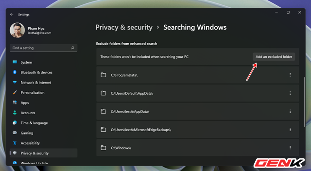  Cách ẩn các tập tin và thư mục nhạy cảm khỏi kết quả tìm kiếm trong Windows 11  - Ảnh 12.