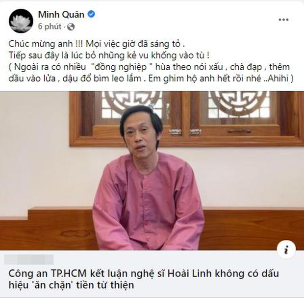 Dàn sao Việt đồng loạt lên tiếng khi NS Hoài Linh được minh oan, gay gắt nhất là ca sĩ Minh Quân! - Ảnh 5.