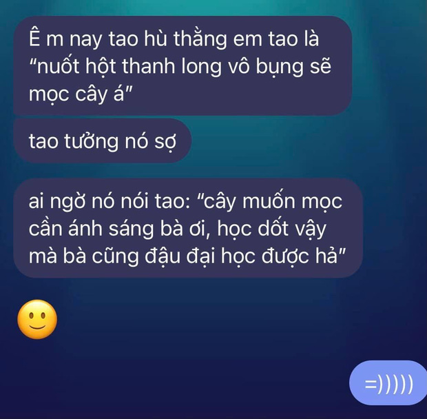  Chị gái hù em trai: Nuốt hột vào bụng sẽ mọc cây, ai ngờ bị đáp trả 1 câu quê quá chừng: Đừng đọ với học sinh giỏi nhé! - Ảnh 1.