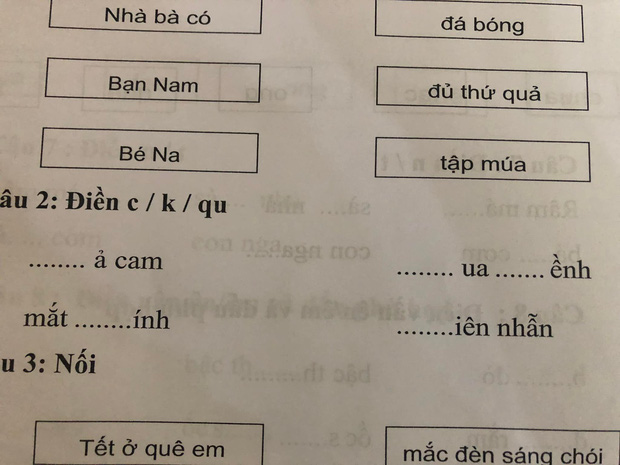 Bà mẹ nhờ làm hộ bài Tiếng Việt của con gái lớp 1, dân tình 9/10 người đọc xong toát mồ hôi vì quá khó - Ảnh 1.