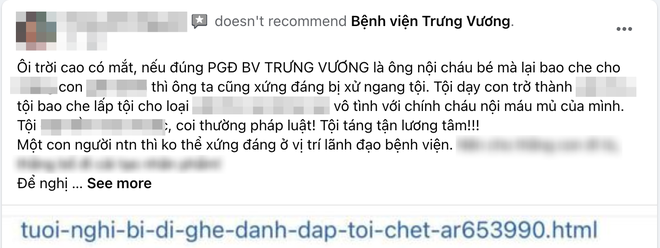 Vụ bé gái nghi bị dì ghẻ bạo hành: CĐM ồ ạt tấn công Fanpage sau tin đồn ông nội nạn nhân là phó Giám đốc, BV Trưng Vương lên tiếng - Ảnh 3.