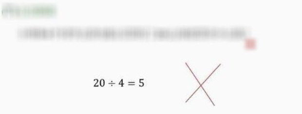 Bài toán tính 20 : 4 = 5 bị giáo viên gạch sai, mẹ tưởng cô trù dập con nên gọi chất vấn, nghe giải thích xong lại không dám nói gì thêm - Ảnh 1.