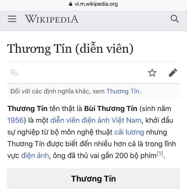 Thương Tín bị sửa thông tin trên Wikipedia bằng lời lẽ thô tục - Ảnh 2.