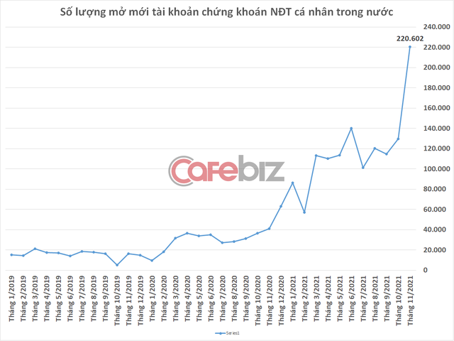 Kỷ lục mới: Nhà đầu tư cá nhân trong nước mở hơn 220.000 tài khoản mới trong tháng 11 khi VN-Index chạm đỉnh 1.500 điểm - Ảnh 1.