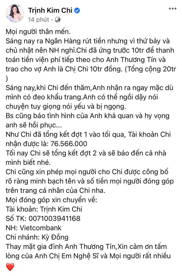 NS Thương Tín đã có thể ngồi dậy trò chuyện với đồng nghiệp, Trịnh Kim Chi tiết lộ chẩn đoán của bác sĩ về tình trạng nam diễn viên - Ảnh 4.