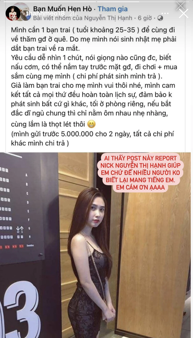 Hot girl Sài thành bị mượn ảnh đăng tuyển bạn trai về ra mắt, giá ít nhất 5 triệu/2 ngày - Ảnh 1.