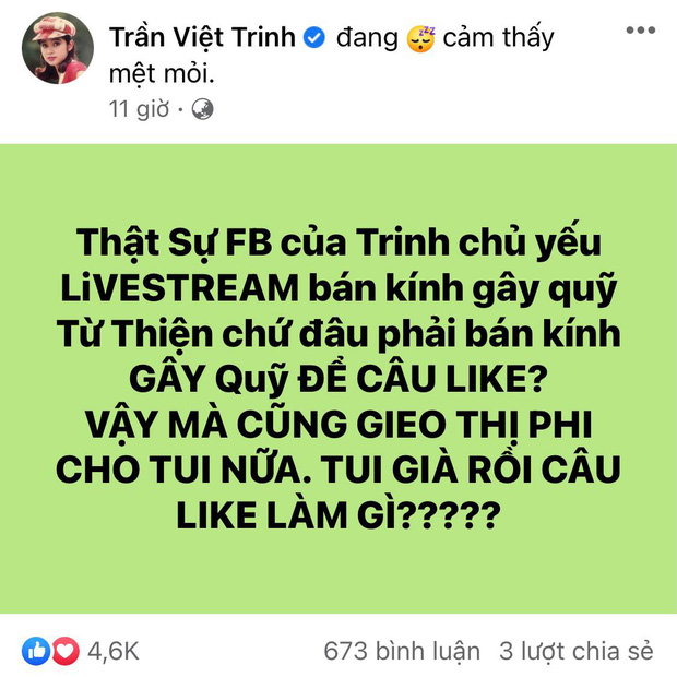 Bị mỉa mai livestream bán hàng gây quỹ từ thiện để câu view, NS Việt Trinh đáp trả cực gắt - Ảnh 1.