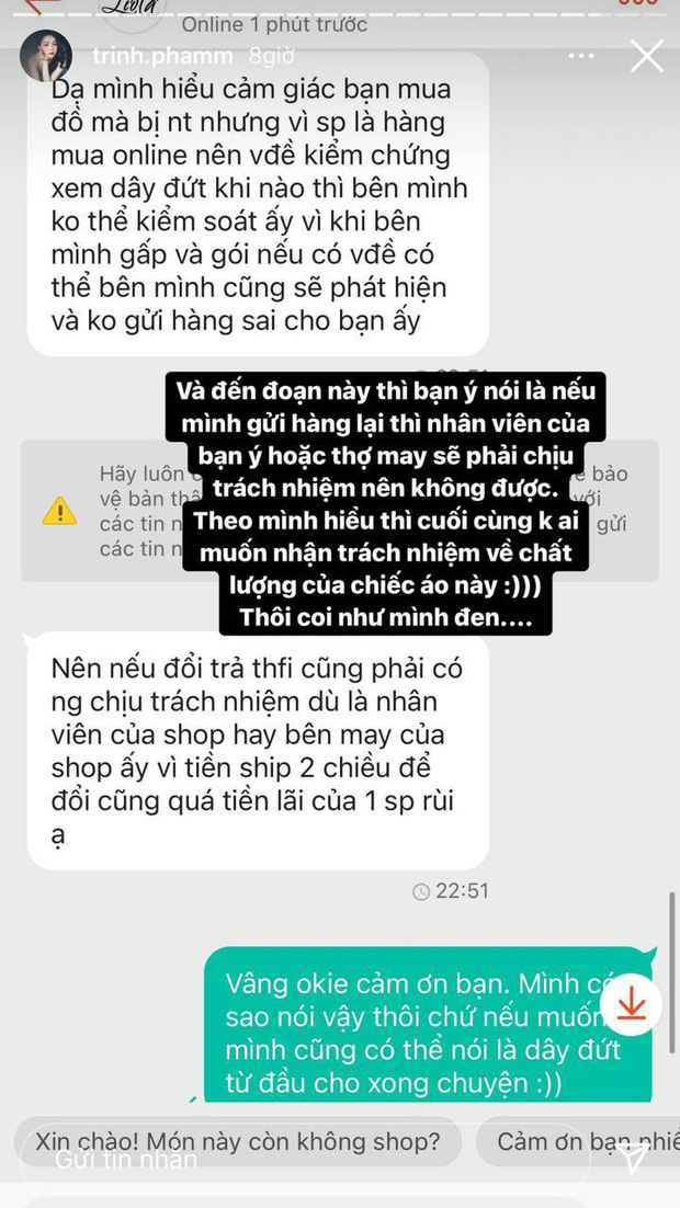 Trinh Phạm dính đạn khi mua hàng online: 200k cho chiếc áo 2 dây, vừa cầm lên đã bên đứt bên còn - Ảnh 5.