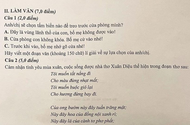 Đề Văn tấm biển treo trước cửa phòng riêng bị chê phi thực tế, làm chạnh lòng học sinh nghèo, hiệu trưởng lên tiếng - Ảnh 1.