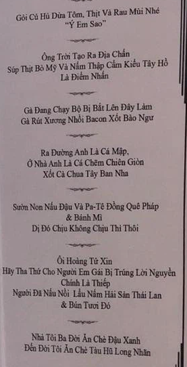 D&acirc;n mạng truyền nhau tấm thực đơn cưới chịu hay kh&ocirc;ng chịu th&igrave; buộc chịu&rdquo; cực hot của c&ocirc; d&acirc;u ch&uacute; rể c&oacute; khiếu h&agrave;i hước - Ảnh 2.
