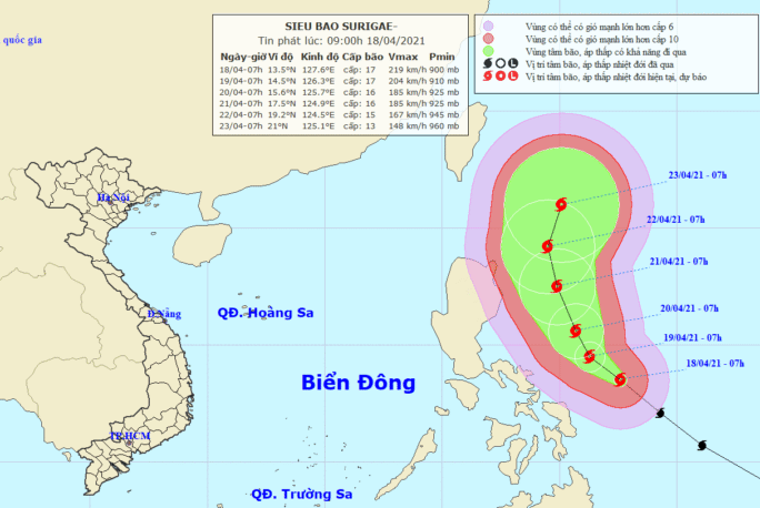 Siêu bão Surigae mạnh khủng khiếp, yêu cầu các tỉnh từ Quảng Ninh đến Cà Mau theo dõi chặt chẽ - Ảnh 1.