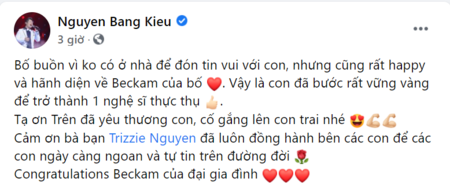 Hay tin con trúng tuyển trường nhạc ở Mỹ, Bằng Kiều thấy buồn vì điều này  - Ảnh 1.