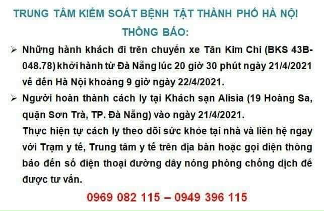 Hà Nội tìm người đi xe Tân Kim Chi, ở khách sạn Alisia liên quan ca COVID-19 - Ảnh 1.