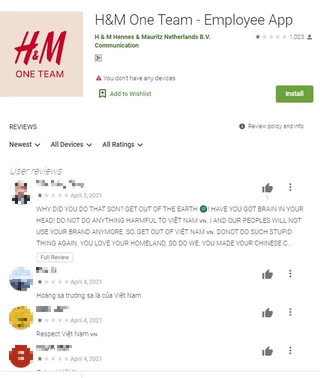 Ứng dụng H&M nhận bão 1 sao từ cộng đồng mạng Việt Nam - Ảnh 1.
