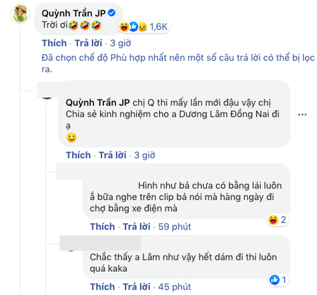 Phản ứng của Quỳnh Trần JP khi hay tin Lê Dương Bảo Lâm thi rớt bằng lái lần thứ 14, bình luận phản dame của fan mới gây chú ý - Ảnh 2.