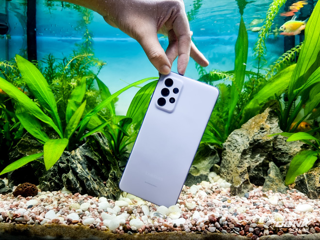 Thử khả năng kháng nước của Galaxy A72 với buổi chụp hình trong bể cá cảnh - Ảnh 1.