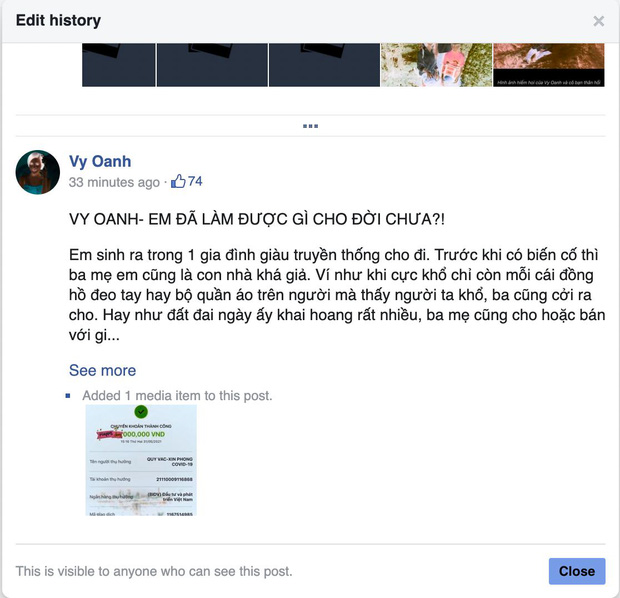 Tranh cãi nghi vấn Vy Oanh đăng ảnh sao kê từ thiện pha ke và còn chỉnh sửa nhiều lần, người trong cuộc phải lên tiếng ngay - Ảnh 4.