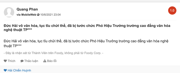 Quán phở của NS Đức Hải bị bão đánh giá 1 sao vì drama phát ngôn thô tục, điểm kinh doanh khác trùng tên cũng bị vạ lây? - Ảnh 3.