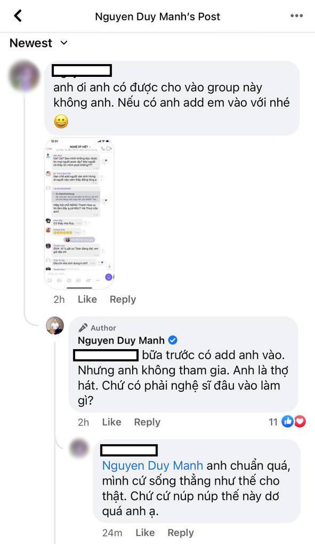 Bị hỏi về nhóm chat Nghệ sĩ Việt đang rầm rộ, Duy Mạnh gây ngỡ ngàng vì câu trả lời đối lập hẳn với Phương Thanh - Ảnh 2.